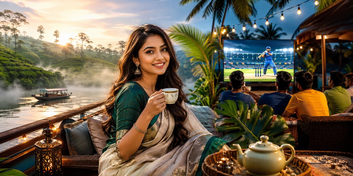সিলেটের চা বাগানে ক্রিকেট বেটিং উপভোগরত একজন তরুণ স্মার্টফোনে c17 ব্যবহার করছেন